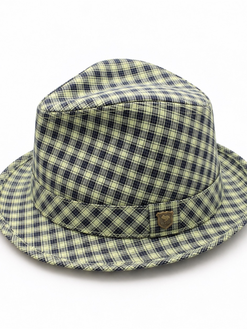 Peter Grimm Plaid Fedora Hat Green Navy L/XL 100% Cotton